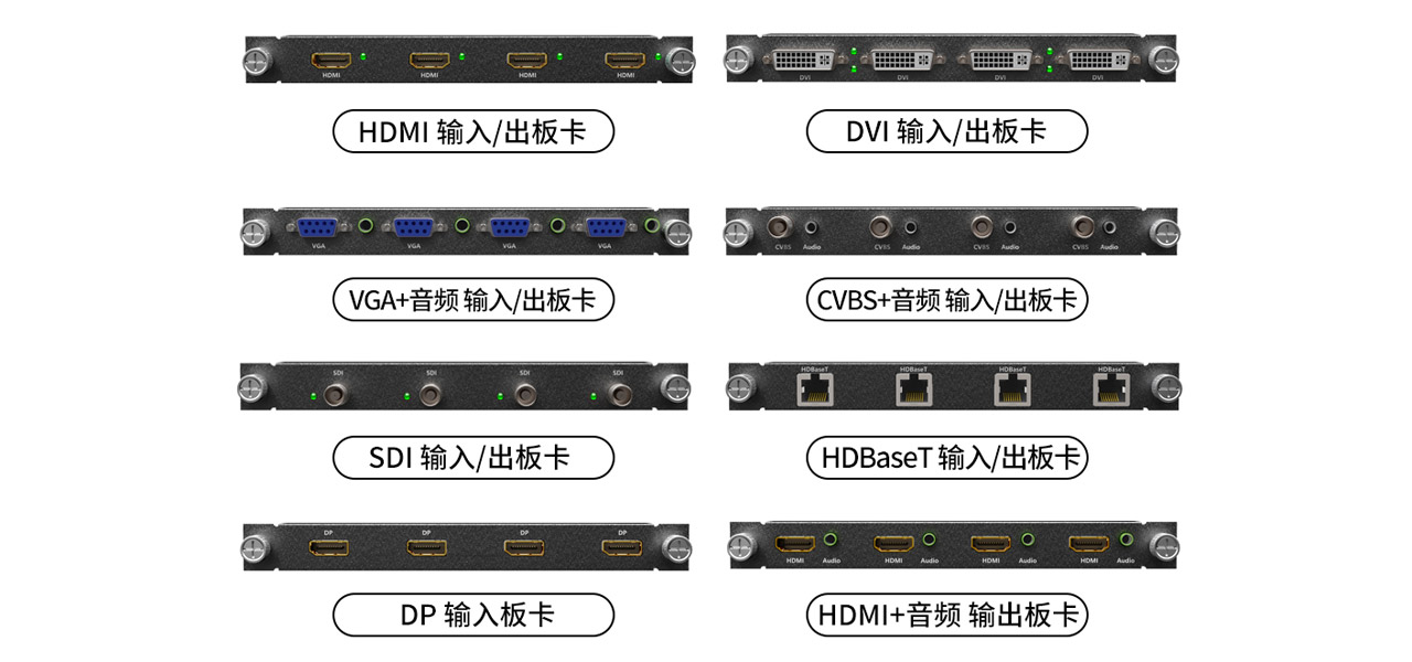 麦森特有缝混合HDMI输入输出板卡,VGA接口，DVI接口,DP接口,SDI输入输出板卡,CVBS接口,hdbaset接口，video输入输出板卡