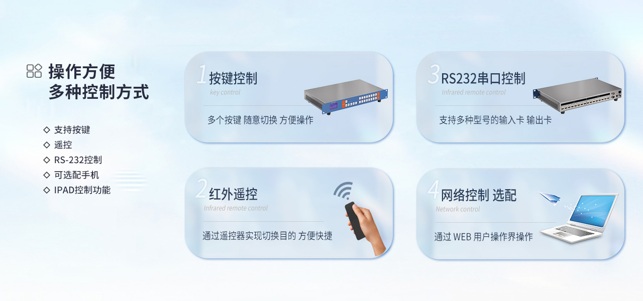 麦森特HDMI一体式矩阵4K带网络控制卡操作方便，多种控制方式